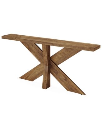 70.9 Inches Long Sofa Table Behind Couch, Farmhouse Console Entry Table with Wooden Geometric Base for Entryway, Living Room