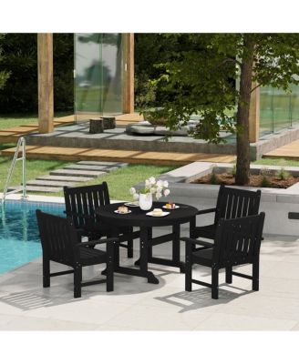 5-Piece HDPE Outdoor Patio Chair and Round Table Dining Set