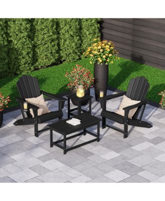 4-Piece Adirondack Chairs with Cup Holders and Table Set