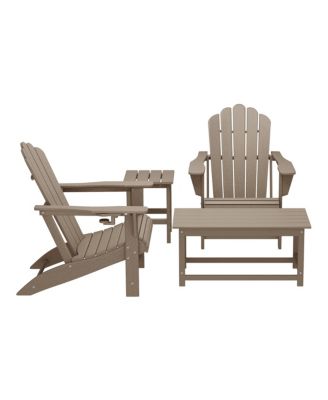 4-Piece Adirondack Chairs with Cup Holders and Table Set