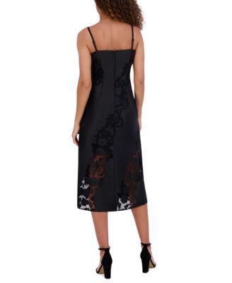 Women's Embroidered Mesh Sleeveless Midi Dress