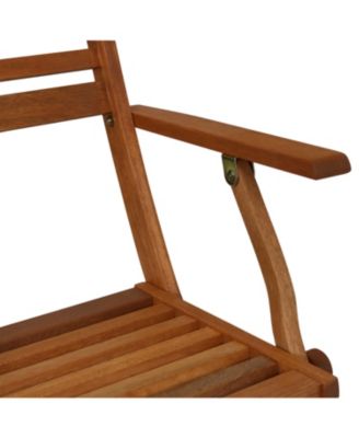 Outdoor Meranti Wood with Teak Oil Finish Folding Patio Dining Table and Chairs - Brown - 5pc