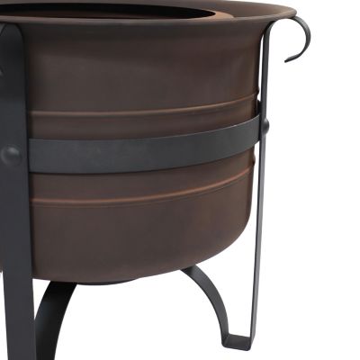 Cauldron-Style Outdoor Wood-Burning Steel Smokeless Fire Pit with Poker - 23"