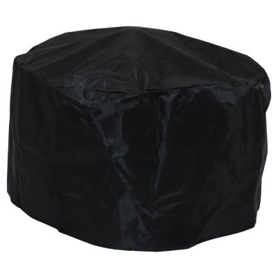 Steel Fire Pit with Bronze Trapezoid Pattern and PVC Cover - 24.5" Round - Black