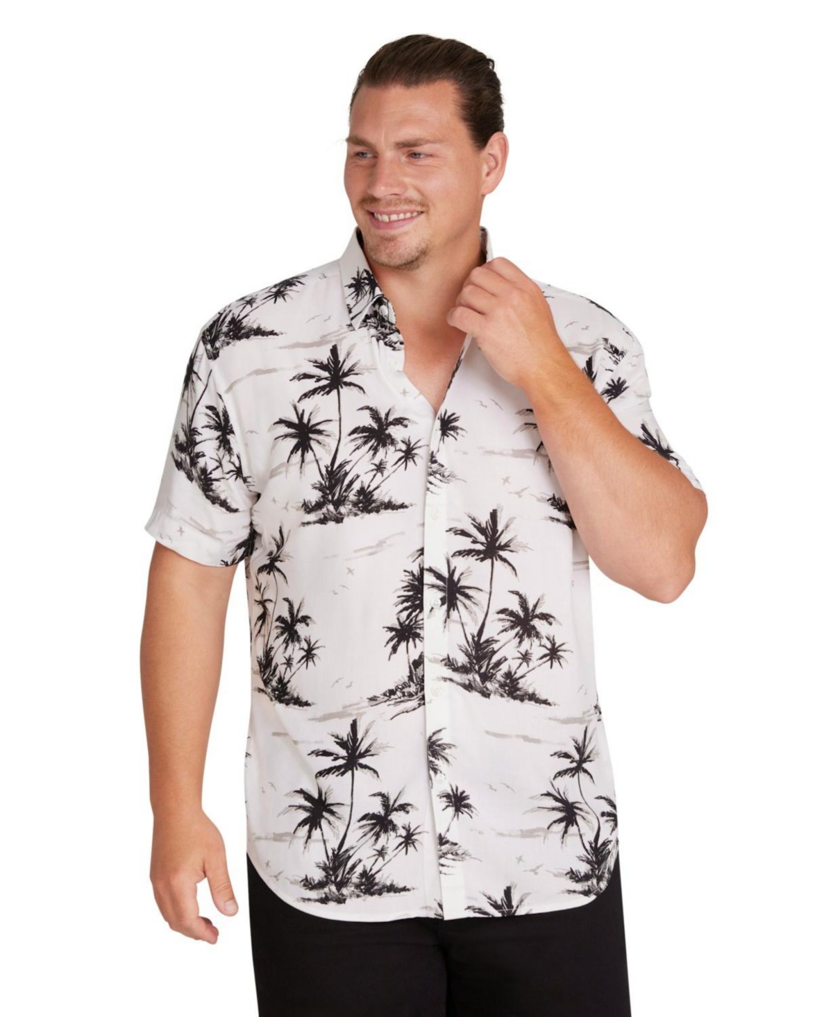 Big & Tall Paradise Print Shirt - White