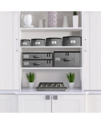 5-Piece Stackable Plate Carrier Set for Dinnerware, Plate Organization and Storage with Felt Plate Protector