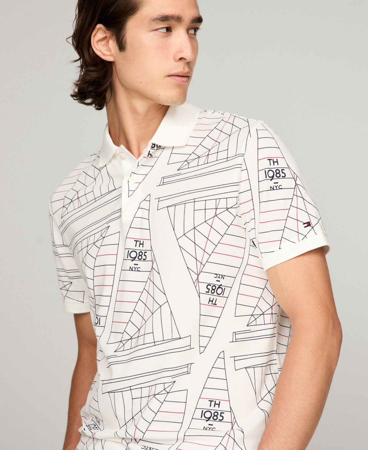 Shop Tommy Hilfiger Men's Regular-fit Sailing Graphic Polo Shirt In Ecru