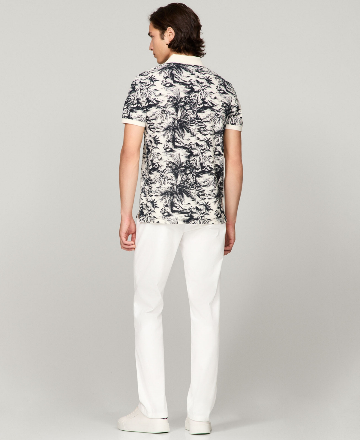 Tommy Hilfiger Men's Big & Tall Printed Short-sleeve Polo Shirt In Desert Sky,ivory Petal