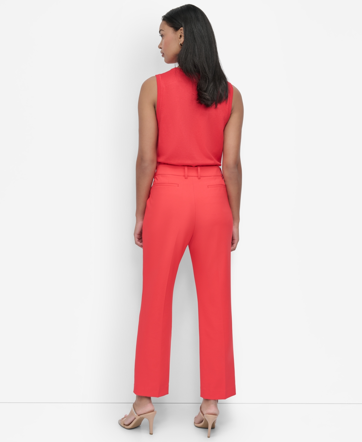 Dkny Women's Piped Straight-leg Mid-rise Pants In Watermelon Sugar
