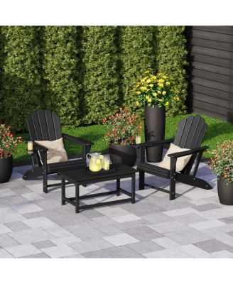 3-Piece Adirondack Chairs with Cup Holders and Coffee Table Set