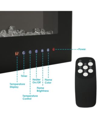 40-in Modern Flame Wall-Mounted or Recessed Indoor Electric Fireplace with LED Lights - Black Finish