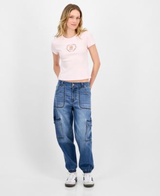 Juniors' High Rise Cargo Jogger Jeans