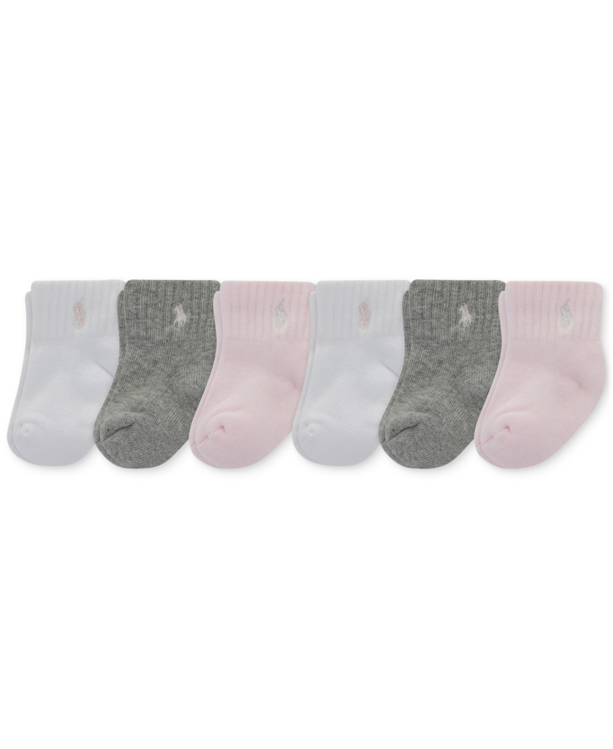 Polo Ralph Lauren Baby Girl Sport Quarter Socks, 6-pack In Pink