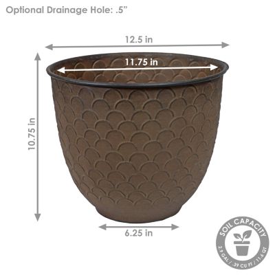Dinah Metal Indoor or Outdoor Planter with Drainage Hole - 12.5 in