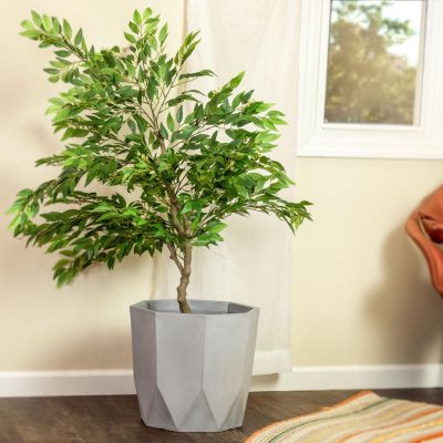 Indoor/Outdoor Modern Faceted Polyresin Flower Pot Planter - 16"