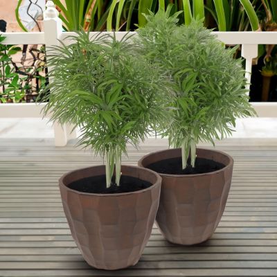 Indoor/Outdoor Pebbled Polyresin Flower Pot Planter - 16"