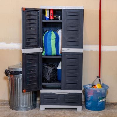 Versatile Storage Cabinet with 3 Adjustable Shelves and Lockable Doors - 57.5"