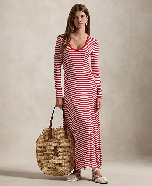 alfani Polo Ralph Lauren Women's Striped Scoopneck Dress Women's Fashion Shoes & Accessories