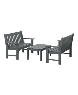 3-Piece HDPE Outdoor Patio Furniture Couch and Coffee Table Set