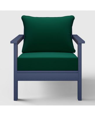 WestinTrends Outdoor Modern HDPE Patio Navy Blue Club Chairs with Deep Seat Cushions (Set of 2)