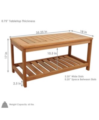 Outdoor Meranti Wood with Teak Oil Finish Wooden Rectangular Accent Coffee Table - 35" - Brown