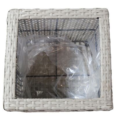 Square Indoor Polyrattan Planters with Attached Clear Polypropylene Liner 14" Square x 11" H and 14" Square x 11" H - Gray 2-Piece