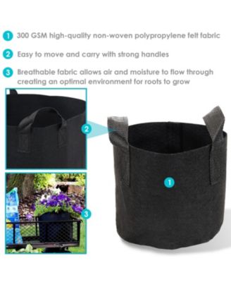 Garden Grow Bag with Handles Non-Woven Polypropylene Fabric, Black