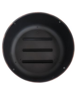 Heavy-Duty Steel Cauldron Fire Pit with Spark Screen and PVC Protective Cover - 28.5-Inch Round - Brushed Bronze