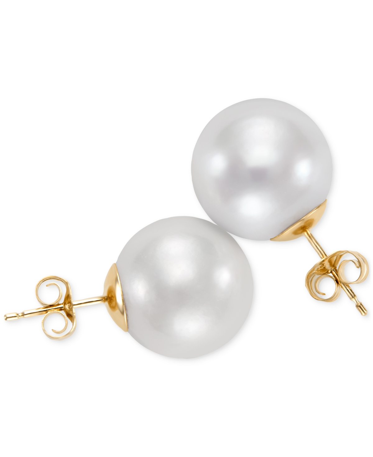 Macy's Cultured Freshwater Pearl (12-13mm) Stud Earrings In 14k Yellow Gold In White