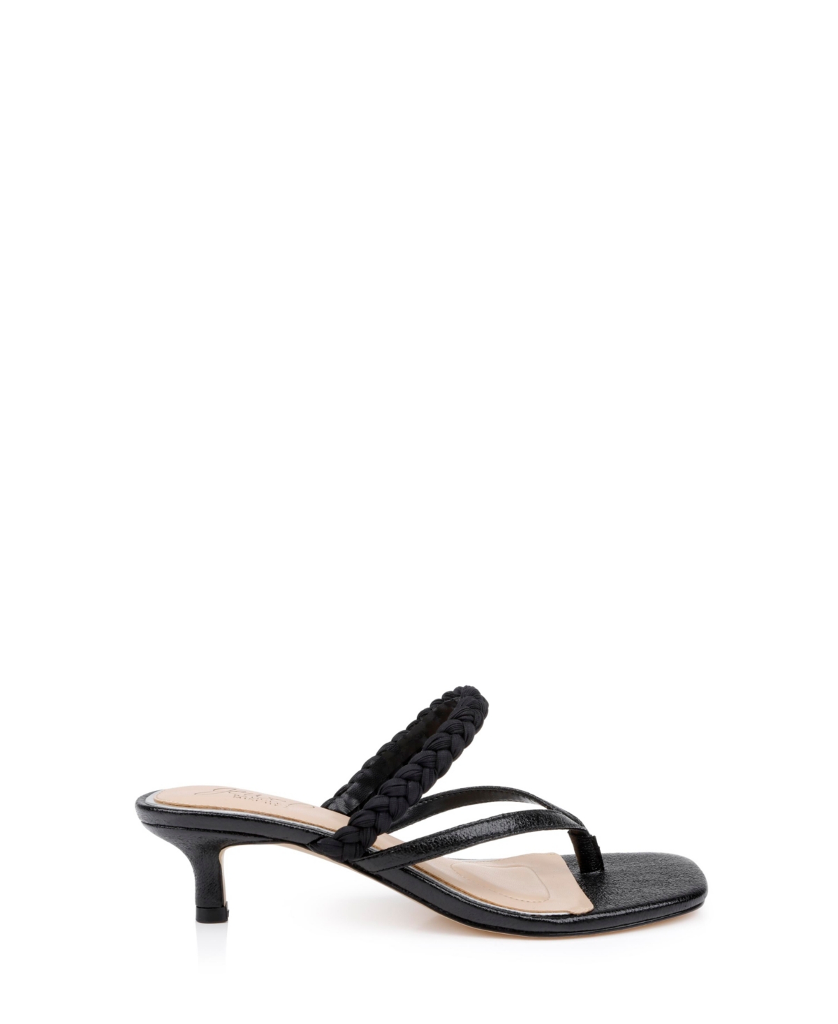 Jewel Badgley Mischka Nadya Kitten Heel Flip Flop In Black Metallic