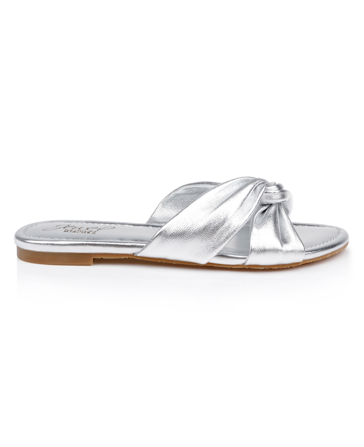 Jewel Badgley Mischka Women's Nicolet Flat Slide Sandals In Silver Leather