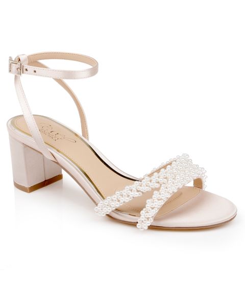 Женские сандалии Jewel Badgley Mischka Ninnette Block Heel, цвет: Шампань атласный