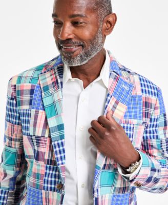 Men's Patchwork Madras Regular-Fit Blazer