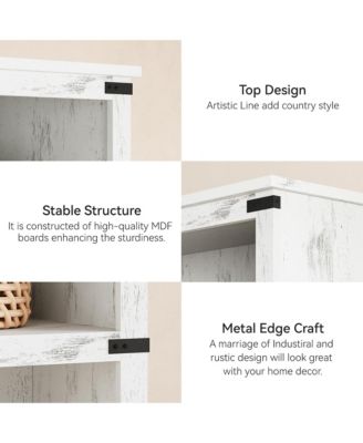 5 Tier Bookcase, Farmhouse Book Shelf with Storage Open Display Bookshelves