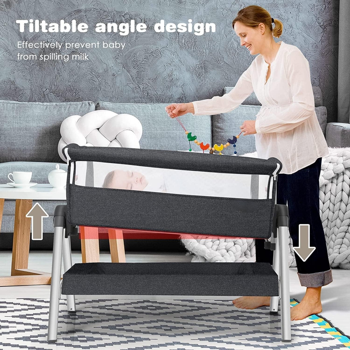 Gouun Portable Baby Bedside Sleeper with Adjustable Heights and Angle