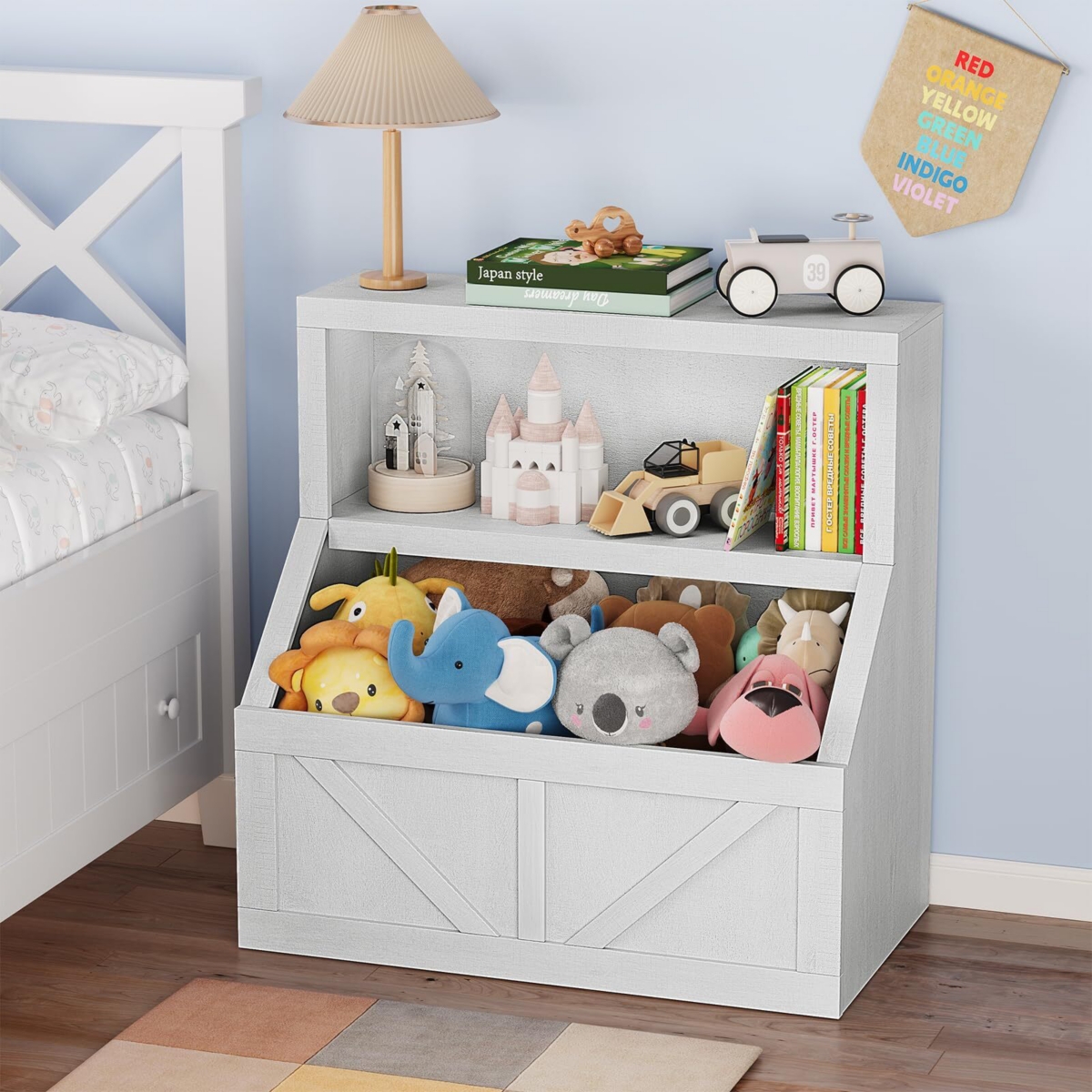 gaomon Kids Bookshelf, Wooden Toy Storage Organizer with Cubby