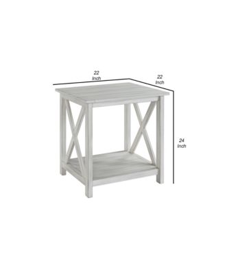 1 Open Shelf End Table with X-Shaped Accents Stylish and Functional Storage for Living Room or Bedroom