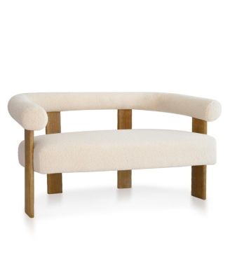 Curved Boucle Loveseat Sofa, Upholstered 2-Seater Modern Accent Couch for Living Room