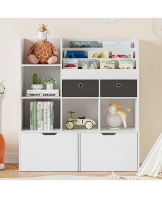 47.8" Wood Kids Bookshelf with Drawers Toy Storage Organizer Multi-Tier Cabinet for Playroom & Nursery