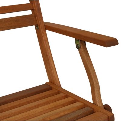 Meranti Wood with Teak Oil Finish Wooden Folding Patio Lawn Slatted Arm Chairs Set - Brown - 2pk