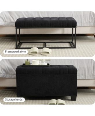 Storage Ottoman Bench with Metal Frame, Versatile Shoe Bench for Bedroom, Entryway, Living Room-The Pop Home