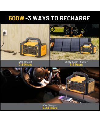 600W, 655.2Wh, Solar-Powered AC Outlet Portable Power Station