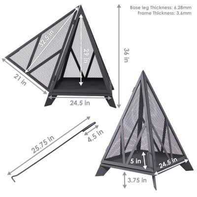Majestic Pyramid Steel Mesh Fire Pit - Black