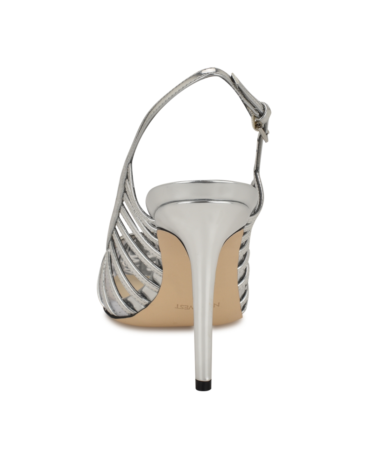 Shop Nine West Women's Filane Stiletto Heel Pointy Toe Dress Pumps In Silver Mirror Metallic