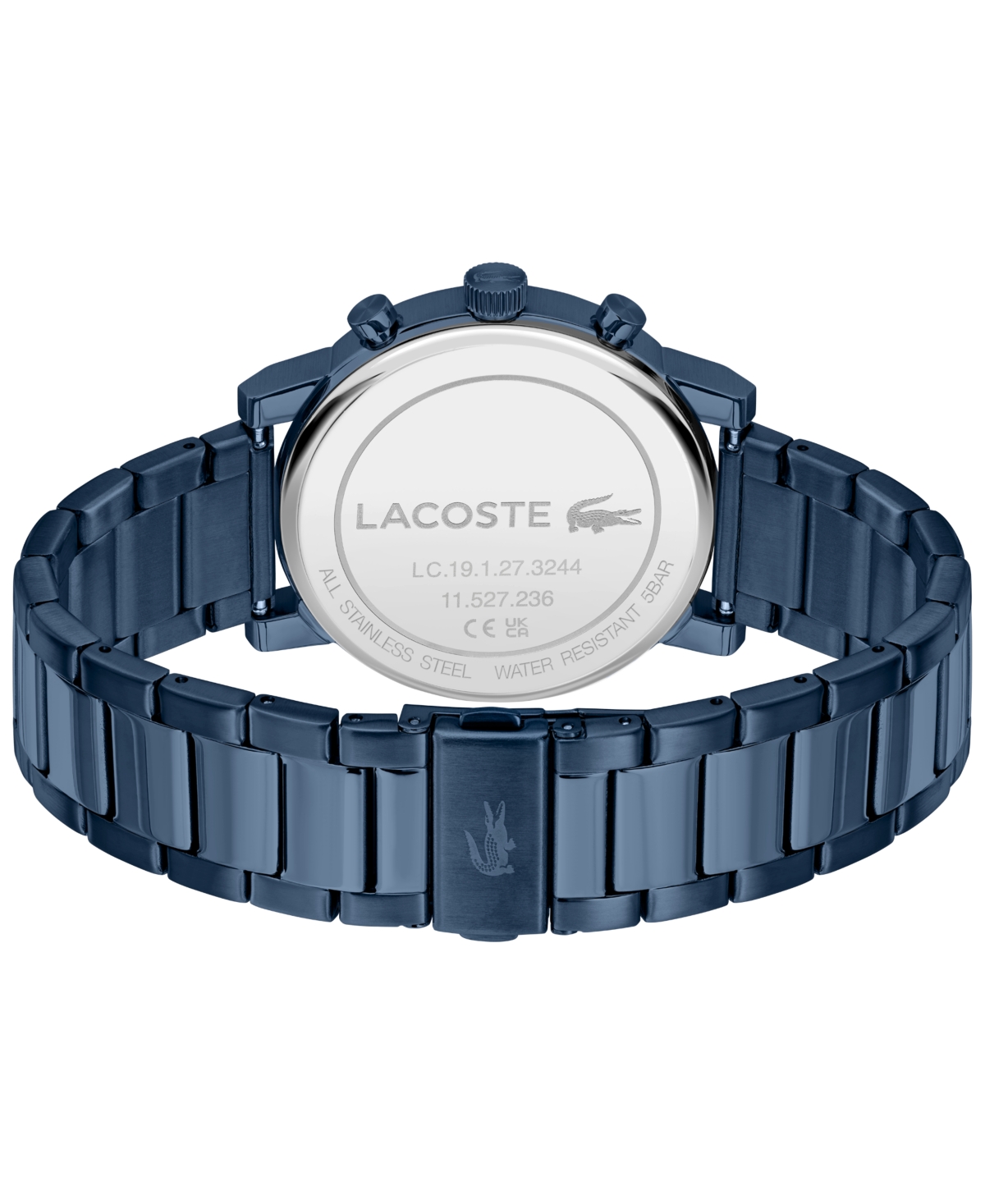 Shop Lacoste Men's Replay Ionic Plated Blue Stainless Steel Bracelet Watch, 44mm