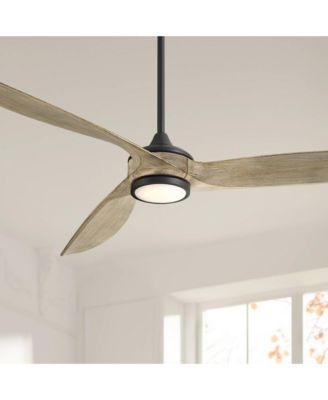 60" La Jolla Surf Farmhouse Rustic Indoor Ceiling Fan 3 Blade LED Light Remote Control Matte Black Finish Bedroom
