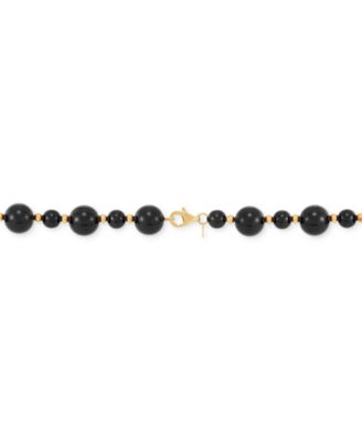 Onyx Beaded Necklace (6mm & 10mm) in 14k Gold Over Sterling Silver, 17"
