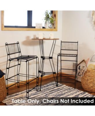 Indoor Modern Furniture Steel Wire Bar Table with Faux Woodgrain Tabletop - Brown