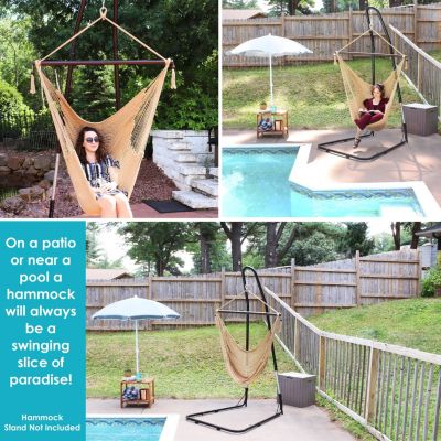 Caribbean Style Extra Large Hanging Rope Hammock Chair Swing for Backyard and Patio