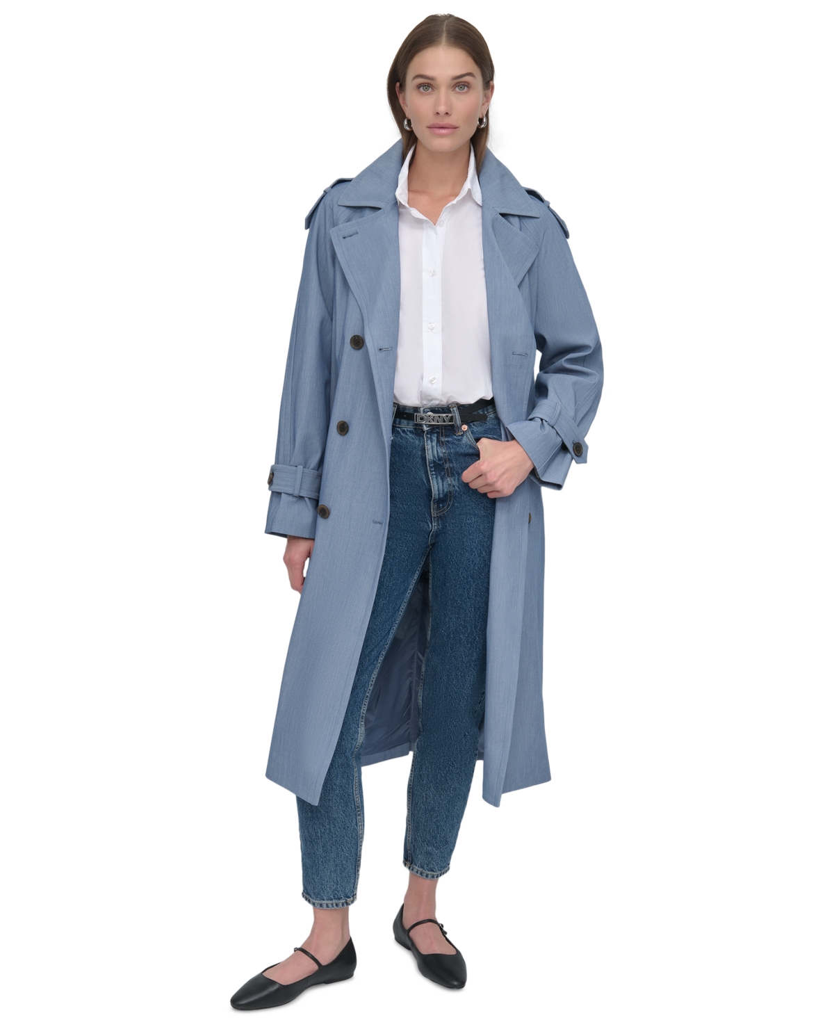 DKNY WOMEN'S BELTED DOUBLE-BREASTED TRENCH COAT 